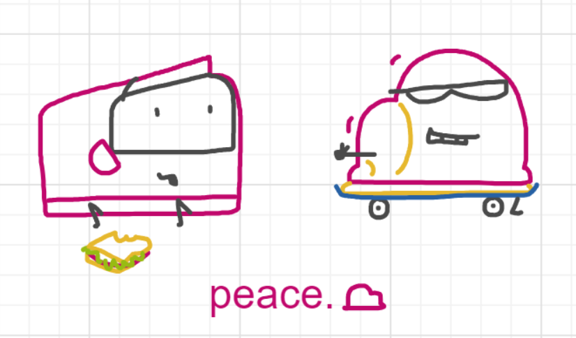 A panel from Running Duos, episode four of the Board Boards object show by Furretwalk/WalkingFurret.